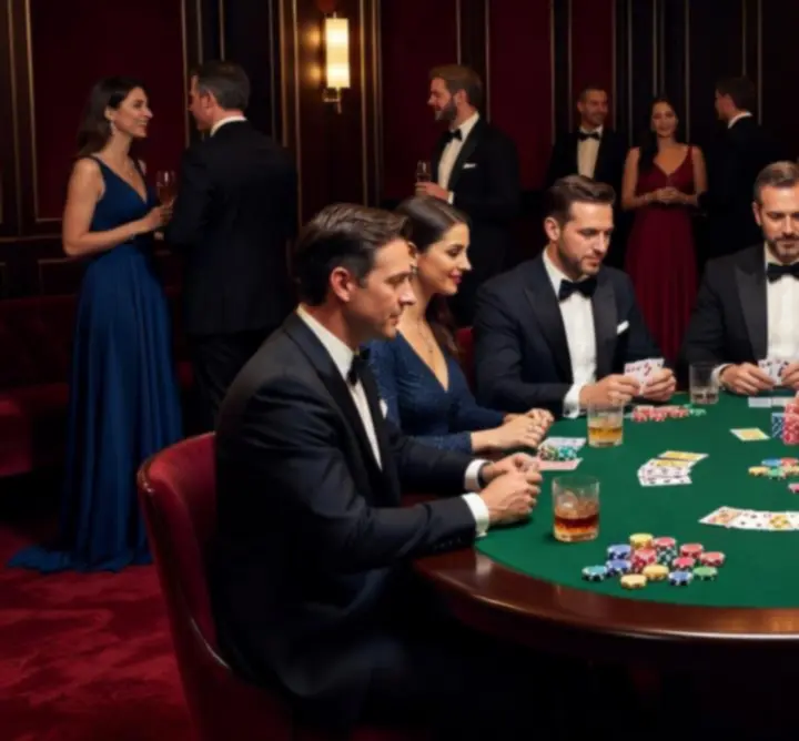 Stół pokerowy z kartami i żetonami podczas wieczoru 