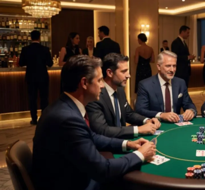 Stół pokerowy podczas dynamicznej rozgrywki na evencie 