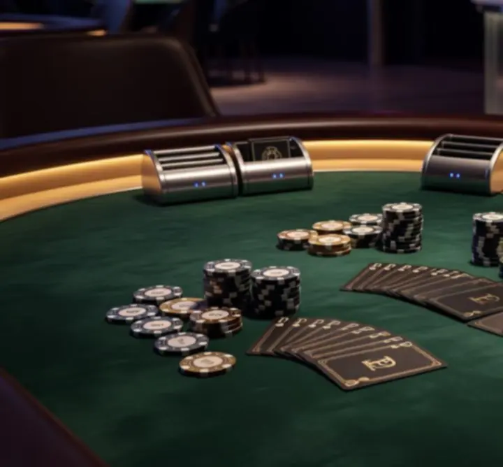 Profesjonalny sprzęt pokerowy: stoły, żetony, karty i podświetlenie LED